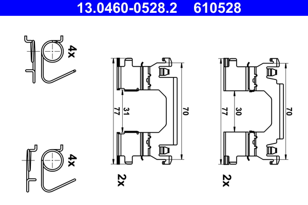 ATE Tartozékkészlet, tárcsafékbetét 13.0460-0528.2_ATE