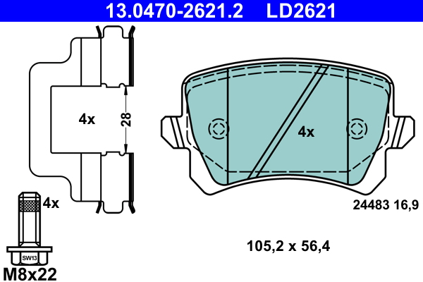 ATE Hátsó fékbetét 13.0470-2621.2_ATE