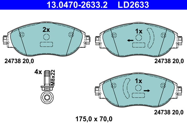 ATE Fékbetét, mind 13.0470-2633.2_ATE