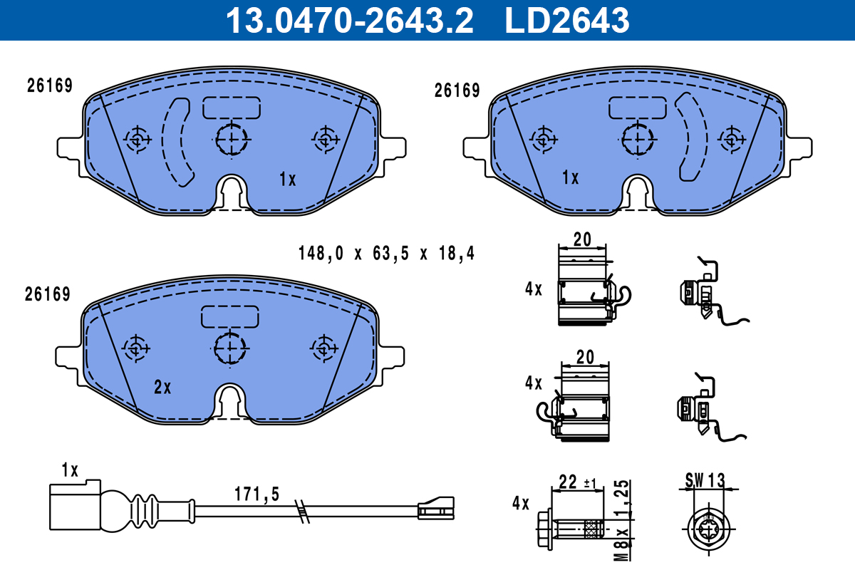 ATE Fékbetét, mind 13.0470-2643.2_ATE