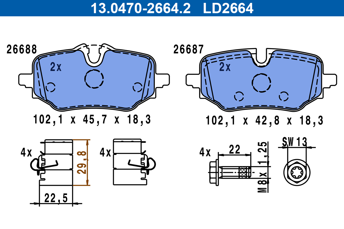 ATE Fékbetét, mind 13.0470-2664.2_ATE