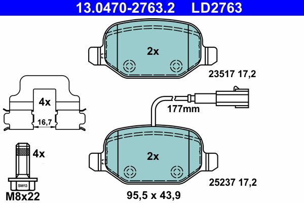 ATE Fékbetét, mind 13.0470-2763.2_ATE