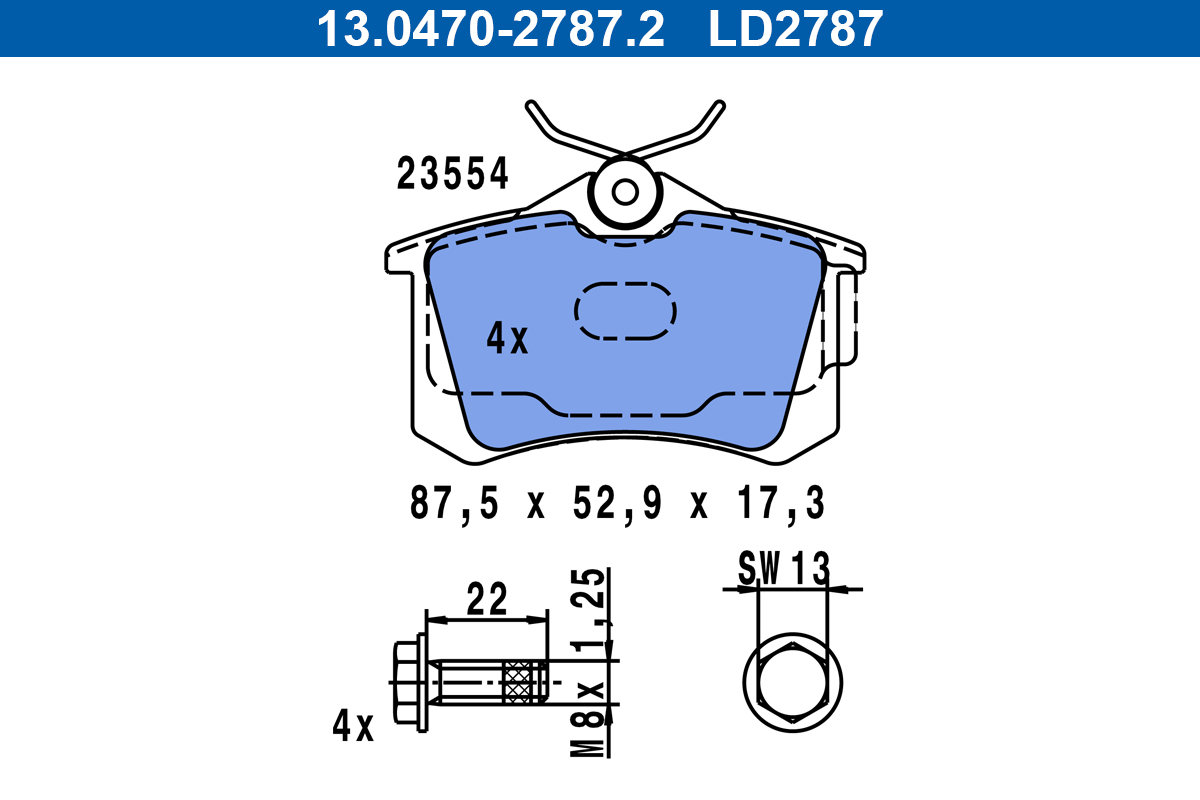 ATE Fékbetét, mind 13.0470-2787.2_ATE