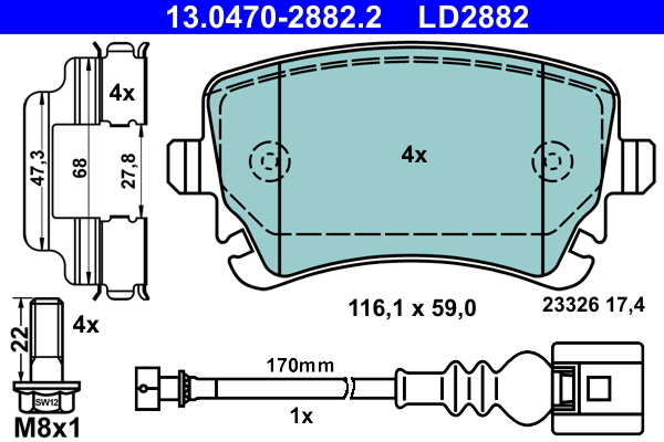 ATE Fékbetét, mind 13.0470-2882.2_ATE