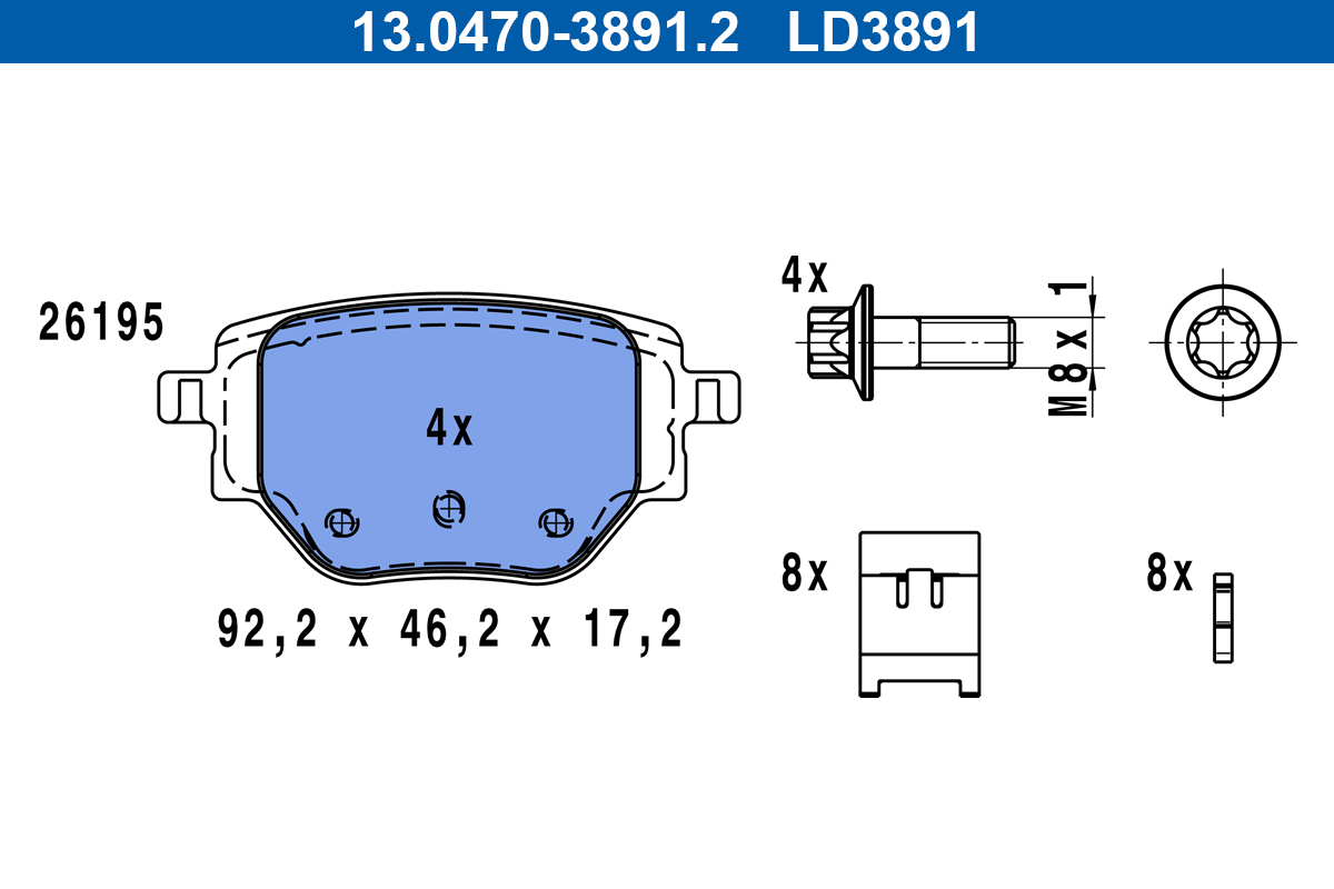 ATE Fékbetét, mind 13.0470-3891.2_ATE