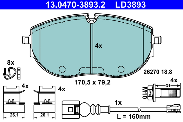 ATE Fékbetét, mind 13.0470-3893.2_ATE