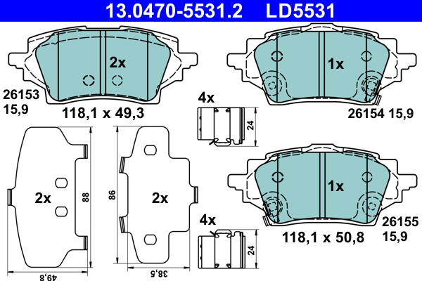 ATE Fékbetét, mind 13.0470-5531.2_ATE