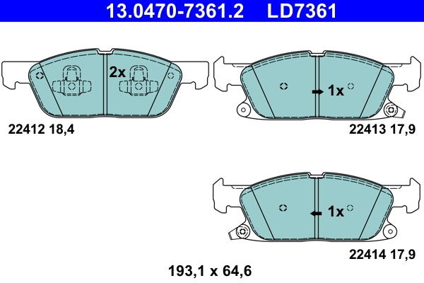 ATE Fékbetét, mind 13.0470-7361.2_ATE