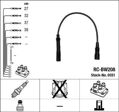 NGK Gyújtókábel készlet RC-BW208_NGK