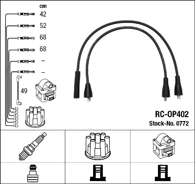 NGK Gyújtókábel készlet RC-OP402_NGK