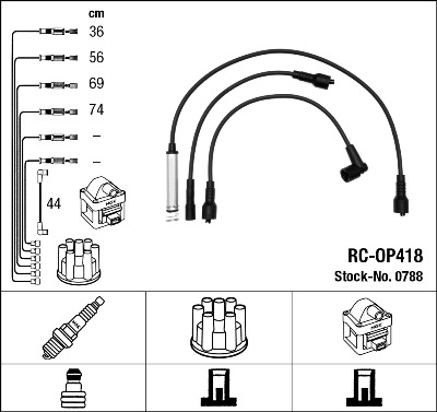 NGK Gyújtókábel készlet RC-OP418_NGK