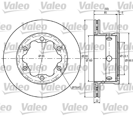 VALEO Hátsó féktárcsa 187081_VALEO