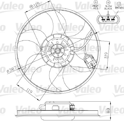 VALEO Ventilátor, vízhűtő 696280_VALEO