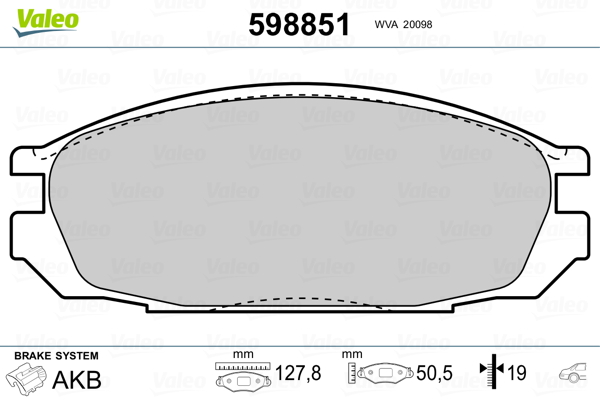 VALEO Hátsó fékbetét 598851_VALEO