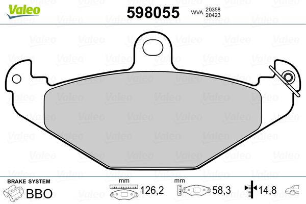 VALEO Hátsó fékbetét 598055_VALEO