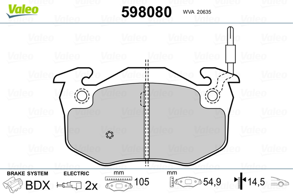 VALEO Első fékbetét 598080_VALEO