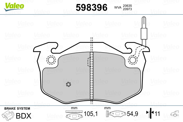 VALEO Hátsó fékbetét 598396_VALEO