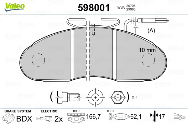 VALEO Első fékbetét 598001_VALEO