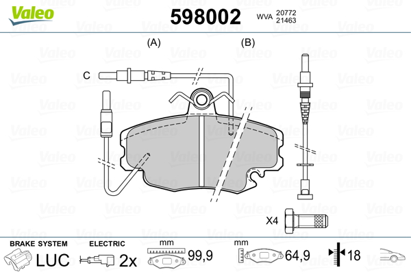 VALEO Első fékbetét 598002_VALEO