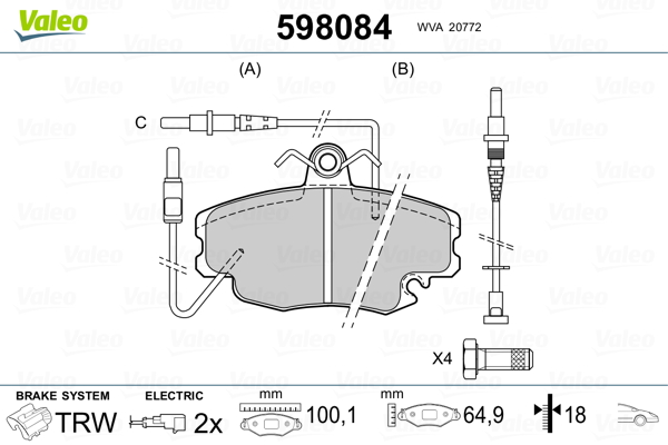 VALEO Első fékbetét 598084_VALEO