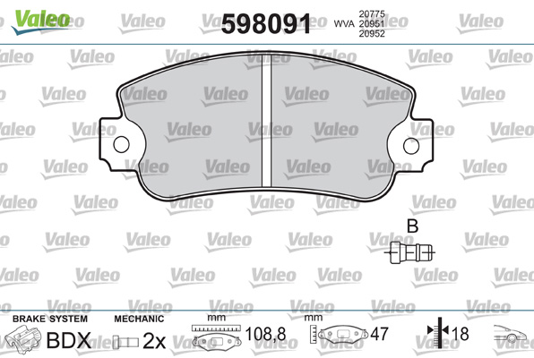 VALEO Első fékbetét 598091_VALEO