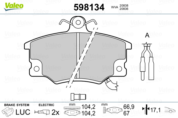 VALEO Első fékbetét 598134_VALEO