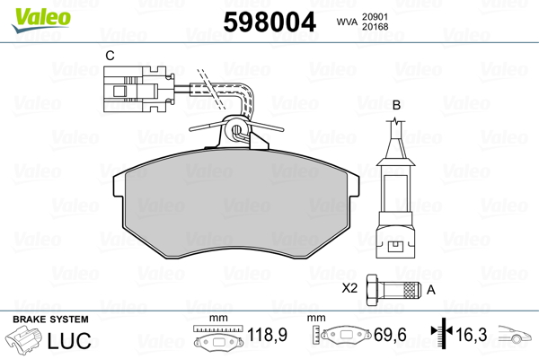 VALEO Első fékbetét 598004_VALEO