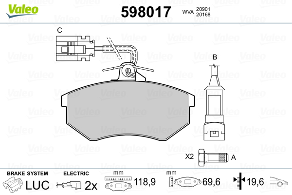 VALEO Első fékbetét 598017_VALEO