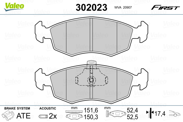 VALEO Első fékbetét 302023_VALEO