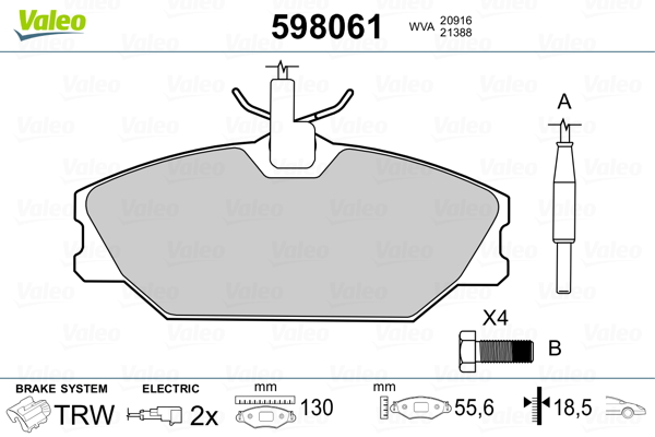 VALEO Első fékbetét 598061_VALEO