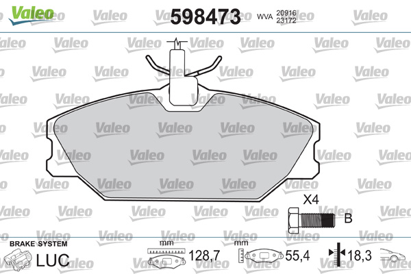 VALEO Első fékbetét 598473_VALEO