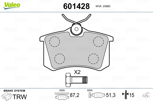 VALEO Hátsó fékbetét 601428_VALEO