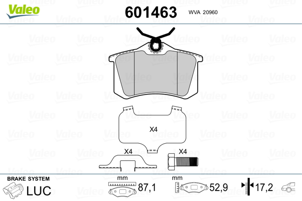 VALEO Hátsó fékbetét 601463_VALEO