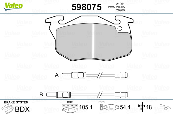 VALEO Első fékbetét 598075_VALEO