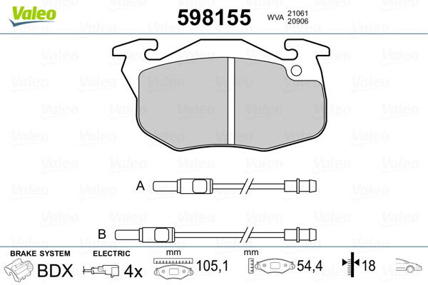 VALEO Első fékbetét 598155_VALEO