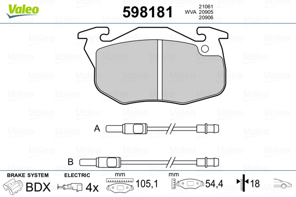 VALEO Első fékbetét 598181_VALEO