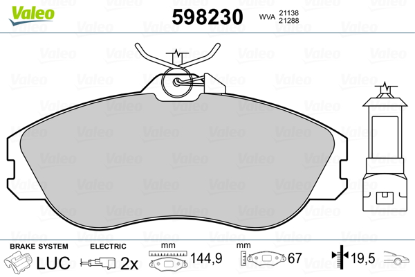 VALEO Első fékbetét 598230_VALEO