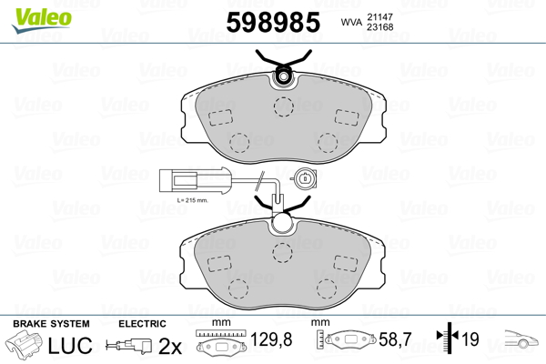 VALEO Első fékbetét 598985_VALEO