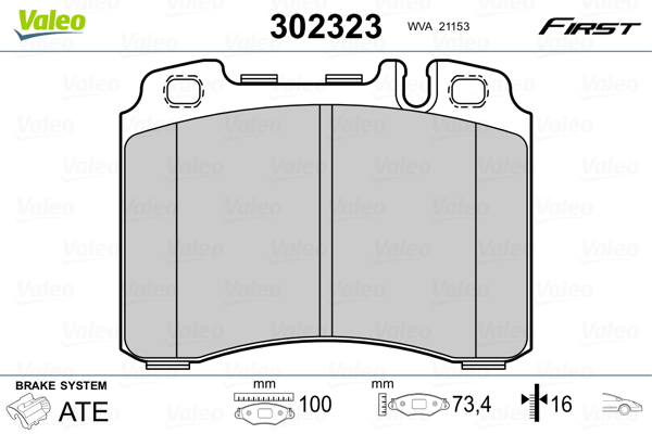 VALEO Első fékbetét 302323_VALEO