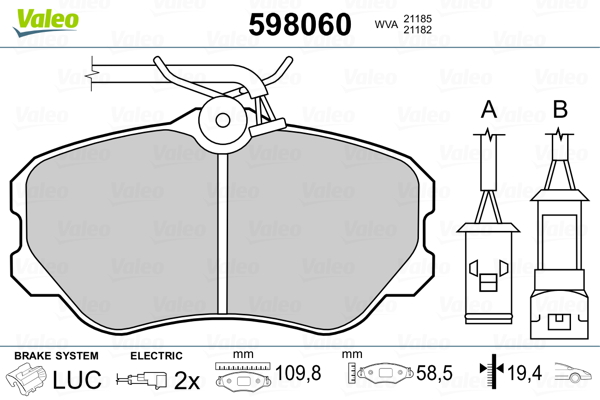 VALEO Első fékbetét 598060_VALEO