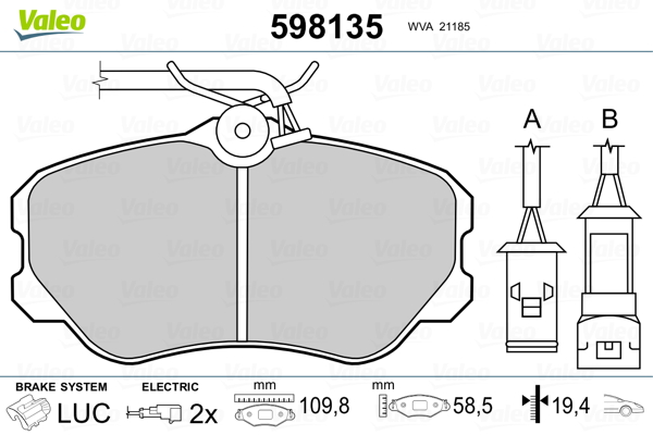 VALEO Első fékbetét 598135_VALEO