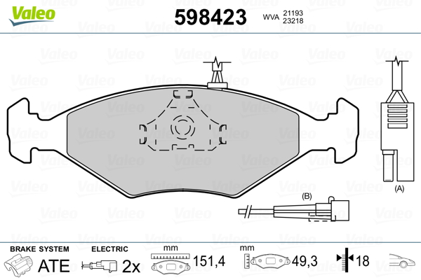 VALEO Első fékbetét 598423_VALEO