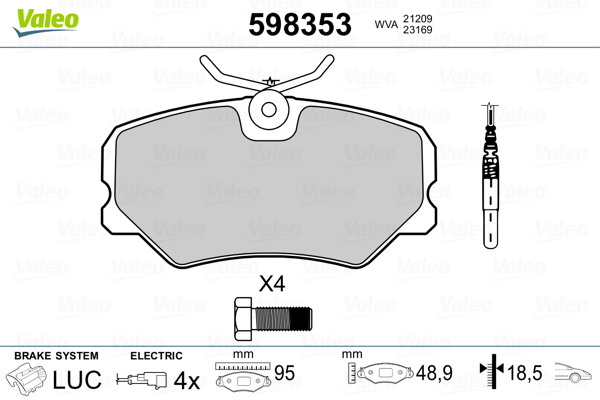 VALEO Első fékbetét 598353_VALEO