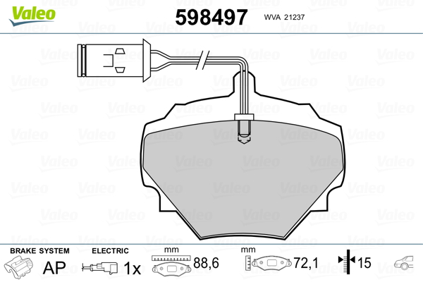 VALEO Hátsó fékbetét 598497_VALEO