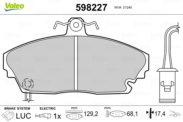 VALEO Első fékbetét 598227_VALEO