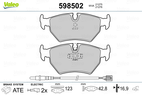 VALEO Hátsó fékbetét 598502_VALEO