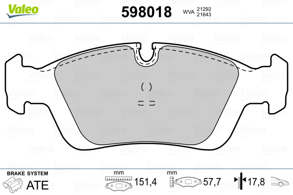 VALEO Első fékbetét 598018_VALEO