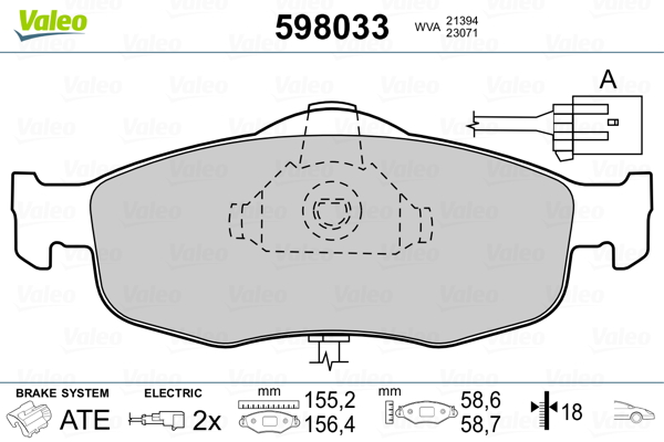 VALEO Első fékbetét 598033_VALEO