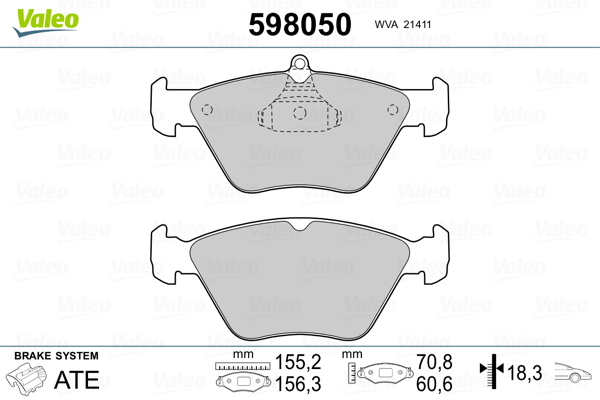 VALEO Első fékbetét 598050_VALEO