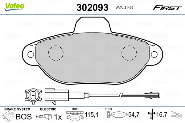 VALEO Első fékbetét 302093_VALEO